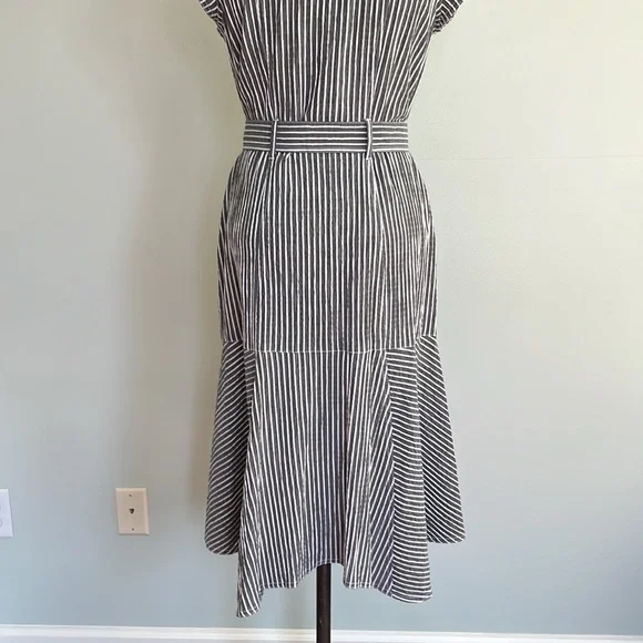 White House Black Market Gray and White Striped Utility Midi Dress - Picture 9 of 16